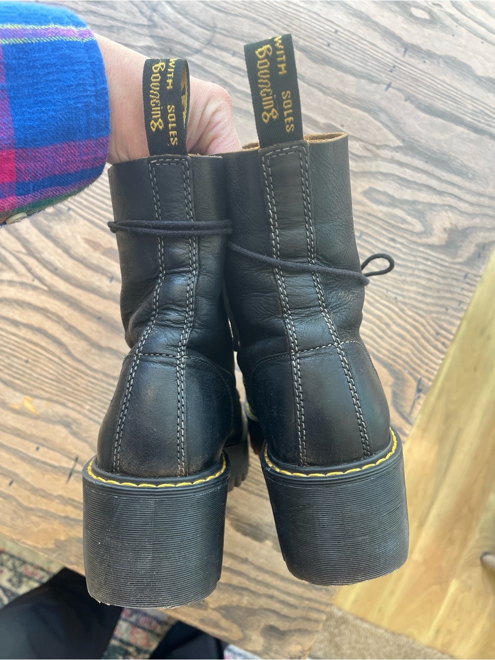 Dr. Martens Leona Black Platform Lace-Up Combat Boots size 8-8.5 - Picture 6 of 12